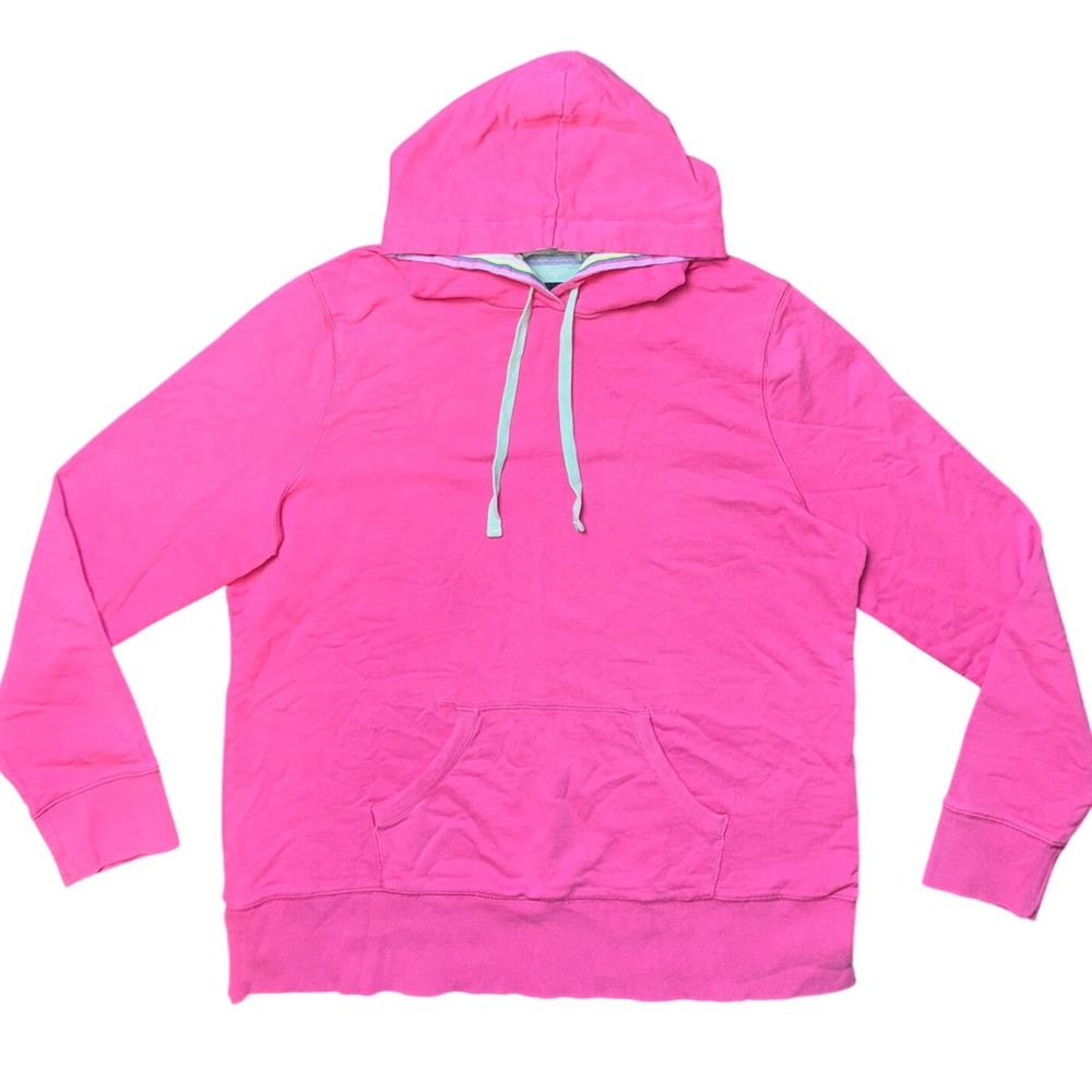 Boden Women Pink 100% Cotton Long Sleeve Pullover Hoodie Sz L (see measurements)